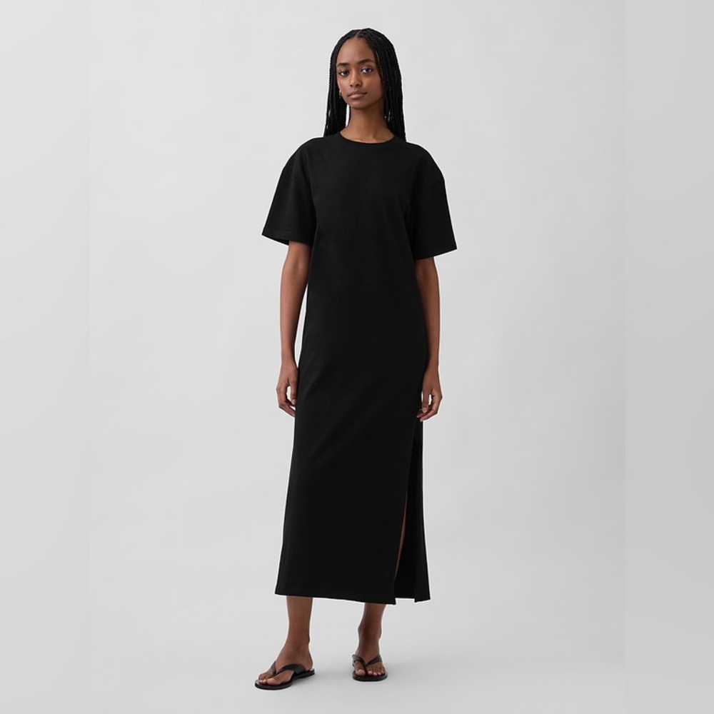 New Gap Heavyweight Oversized Maxi T-Shirt Dress Black Xl